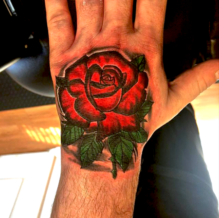 tattoos/ - Fun, Colorful Hand Rose - 143405
